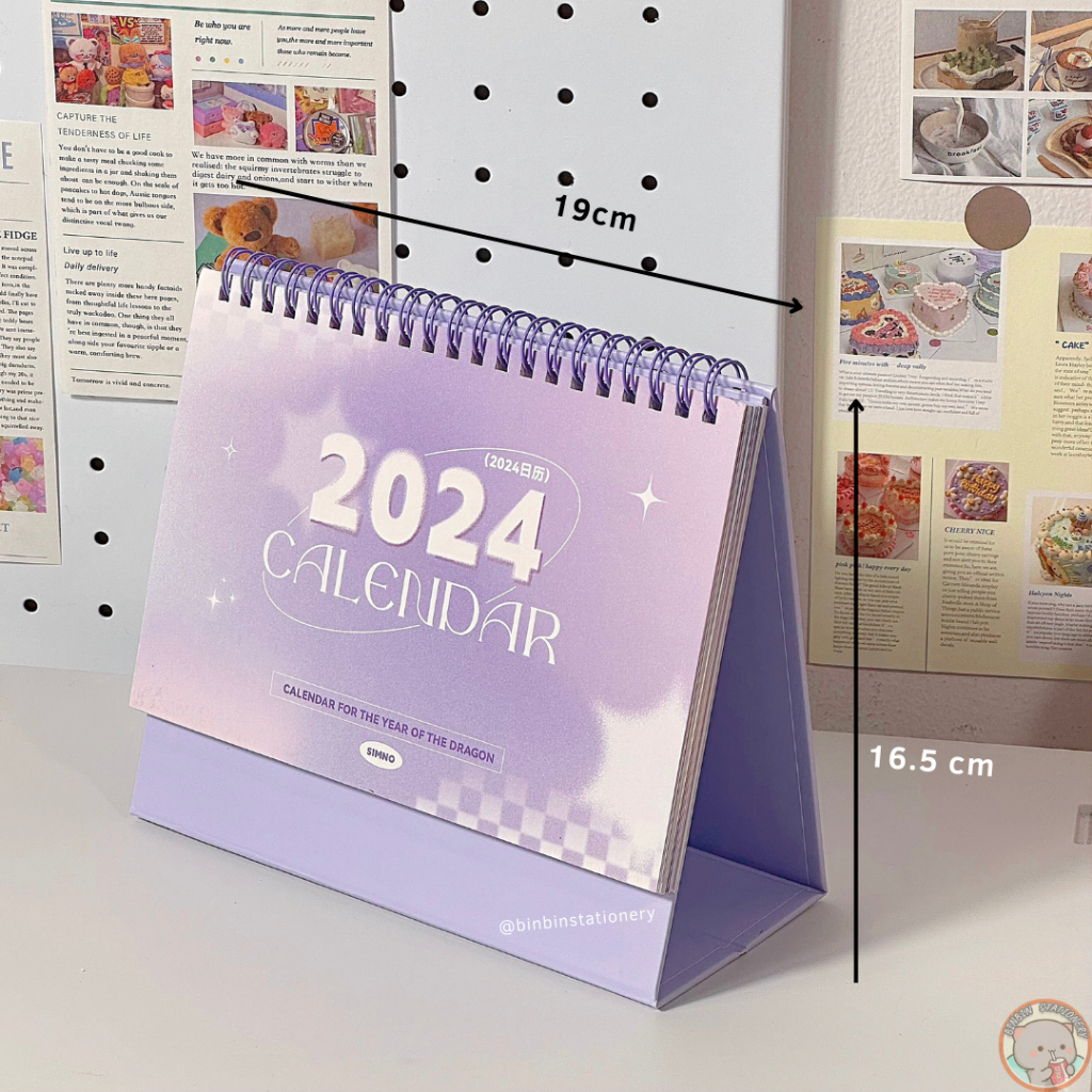 Lịch bàn 2024 phong cách Romantic không tiếng Trung, từ 10/2023 - 12/2024  CL42024