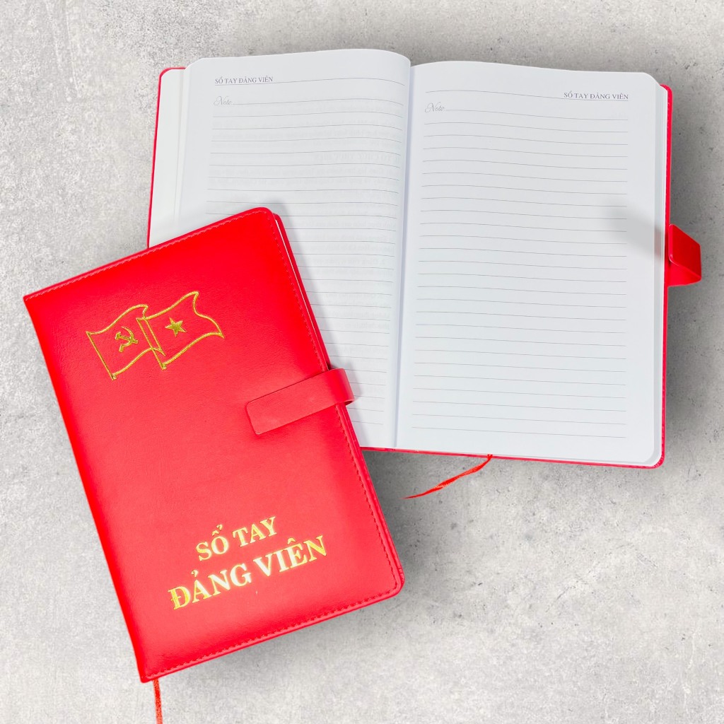 Sổ tay Đảng viên - Bìa da - Có tai gài Nam Châm - 16x24cm - 200 Trang
