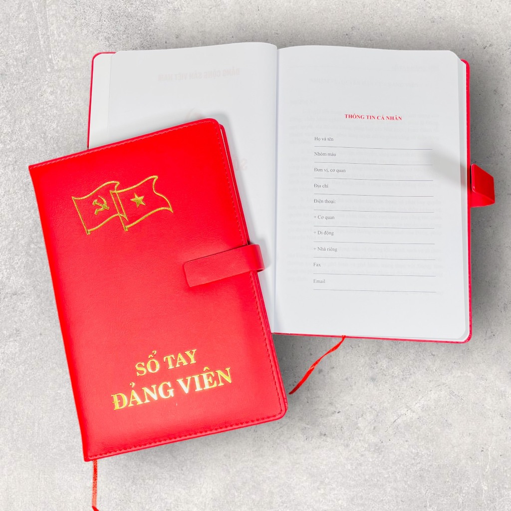 Sổ tay Đảng viên - Bìa da - Có tai gài Nam Châm - 16x24cm - 200 Trang