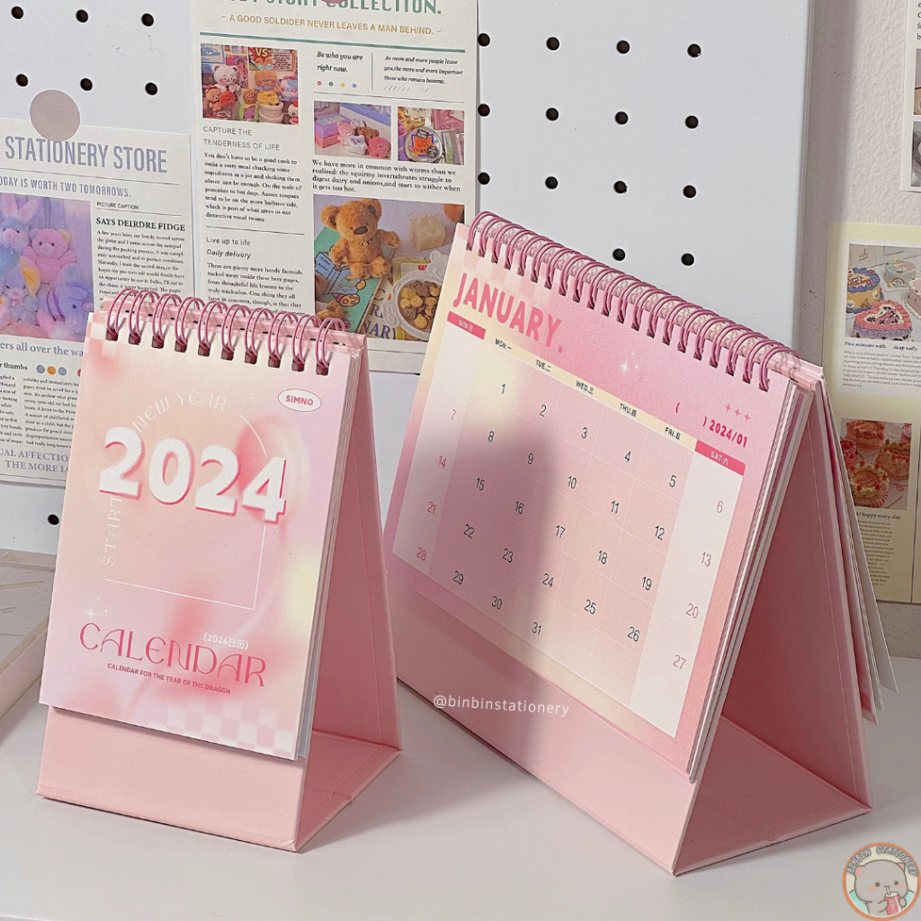 Lịch bàn 2024 phong cách Romantic không tiếng Trung, từ 10/2023 - 12/2024  CL42024