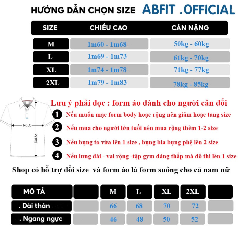 Áo polo nam nữ ABFIT cổ bẻ thun cá sấu thái co dãn thoáng mát thoáng mồ hôi cao cấp