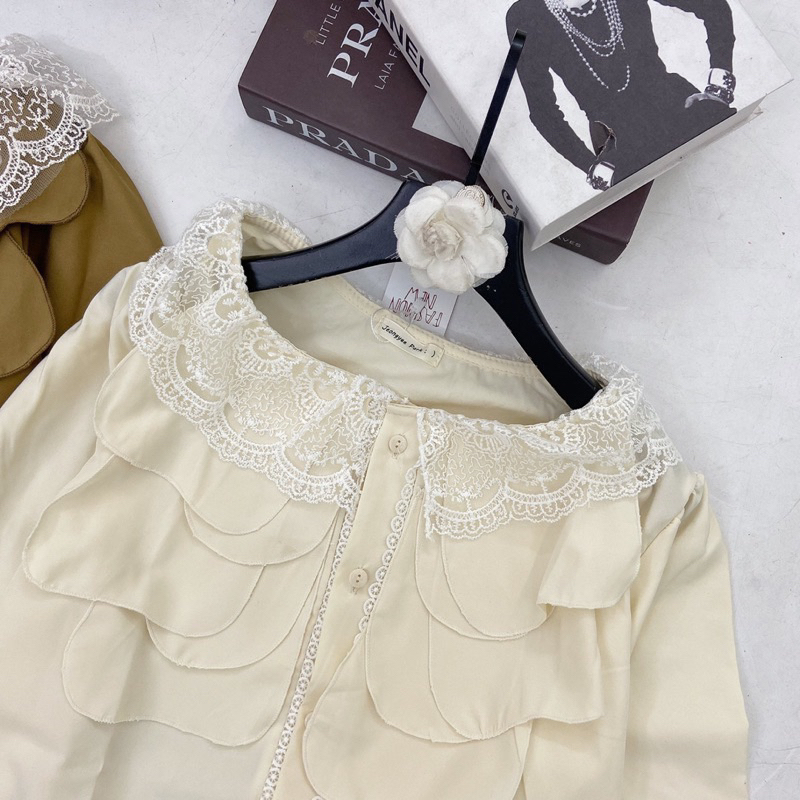Áo babydoll áo sơ mi nữ tay dài bèo ngực form rộng chất thô mềm cao cấp trẻ trung năng động RubyShop