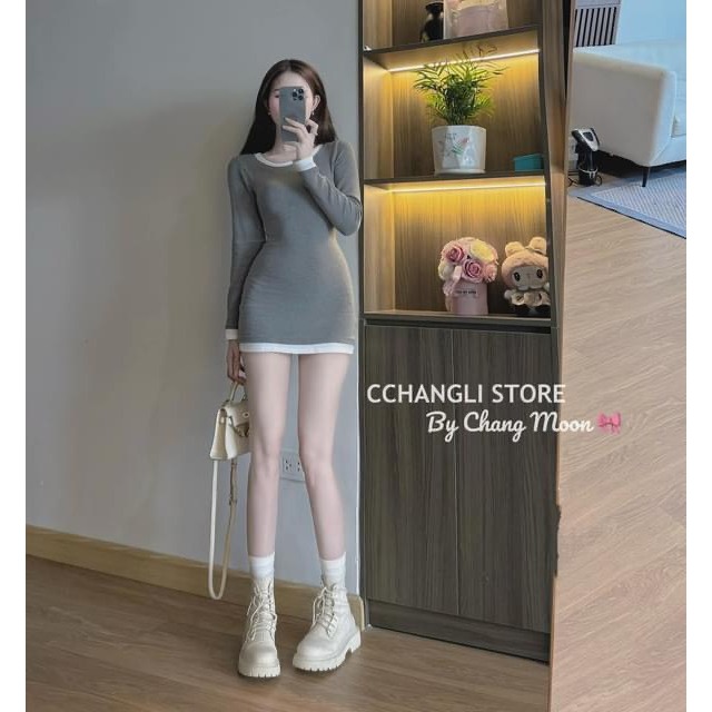 Váy len body viền trơn basic chất len mịn đẹp DN567