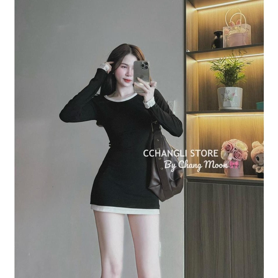 Váy len body viền trơn basic chất len mịn đẹp DN567