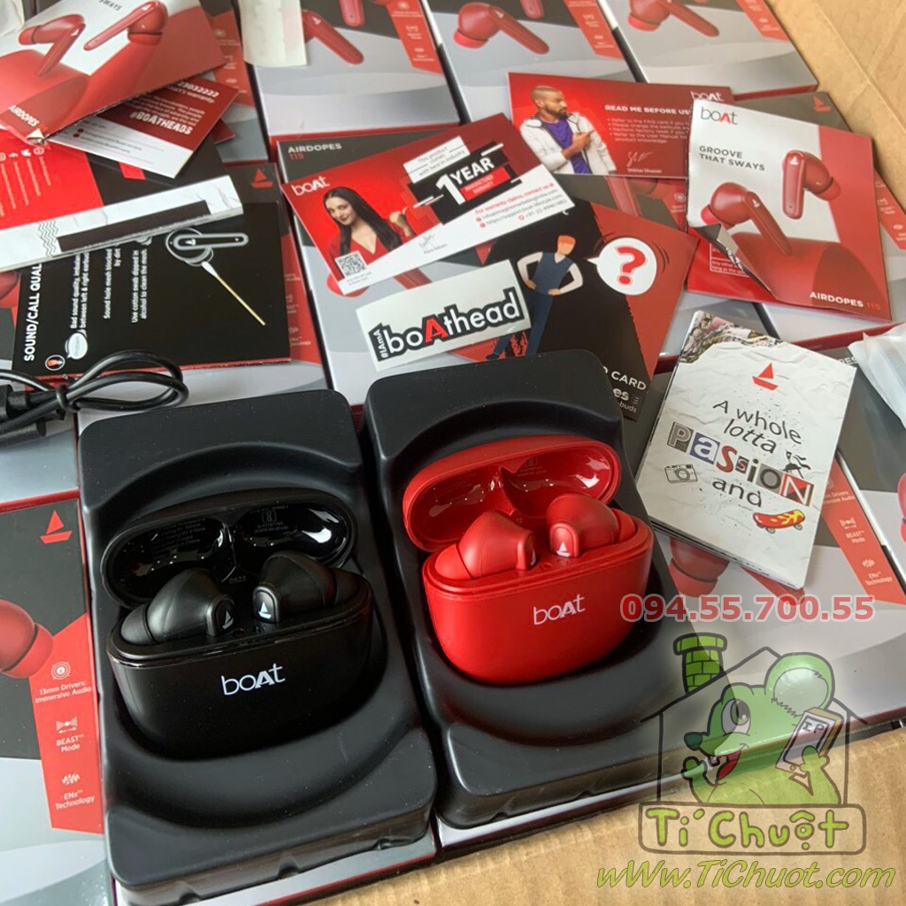 Tai Nghe Bluetooth v5.2 Boat Airdopes 115 TWS Lọc Âm Pin Trâu Chống Nước IPX4 True Wireless