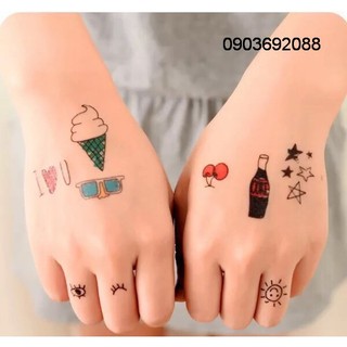 Tattoo Sticker 10.5 x 6cm nhiều mẫu, Tattoo chữ, Tattoo mini, Hình Xăm Dán chống nước HCM