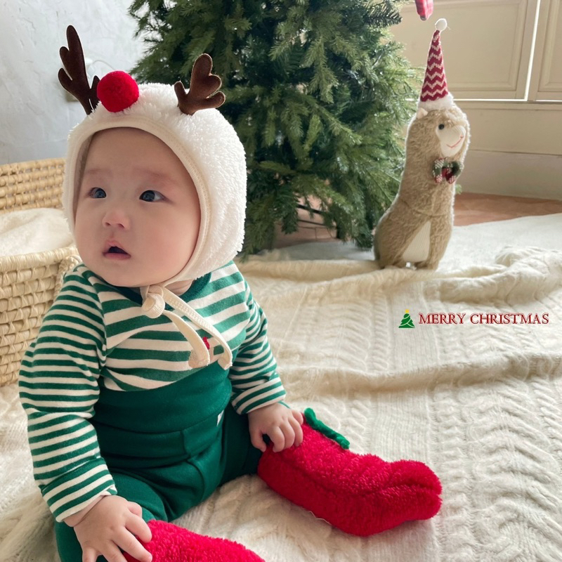 Set Noel kèm mũ tuần lộc siêu đáng yêu dành cho các bé từ 5-15kg