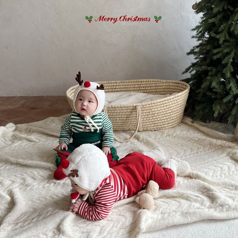 Set Noel kèm mũ tuần lộc siêu đáng yêu dành cho các bé từ 5-15kg