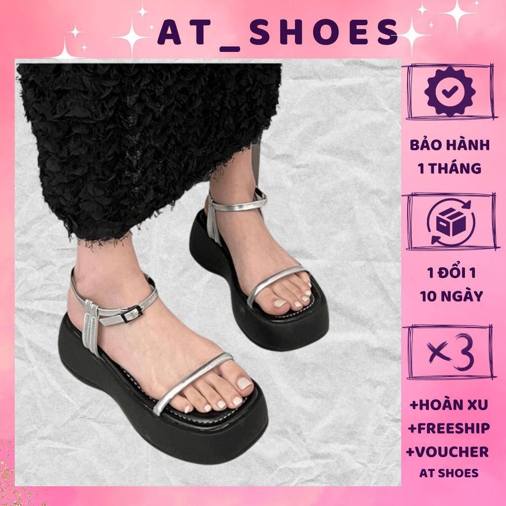 |SẴN-SHIP HOẢ TỐC| Sandal đế xuồng nữ cao 6cm đế bằng quai mảnh mẫu mới mang cực êm phong cách cá tính sang chảnh AT SH