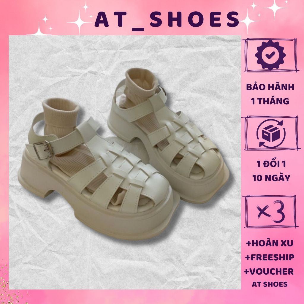 |SẴN - SHIP HOẢ TỐC| Sandal nữ mũi rọ đế cao 5cm chất da PU cao cấp phong cách hàn quốc phù hợp đi chơi đi học - AT Shoe