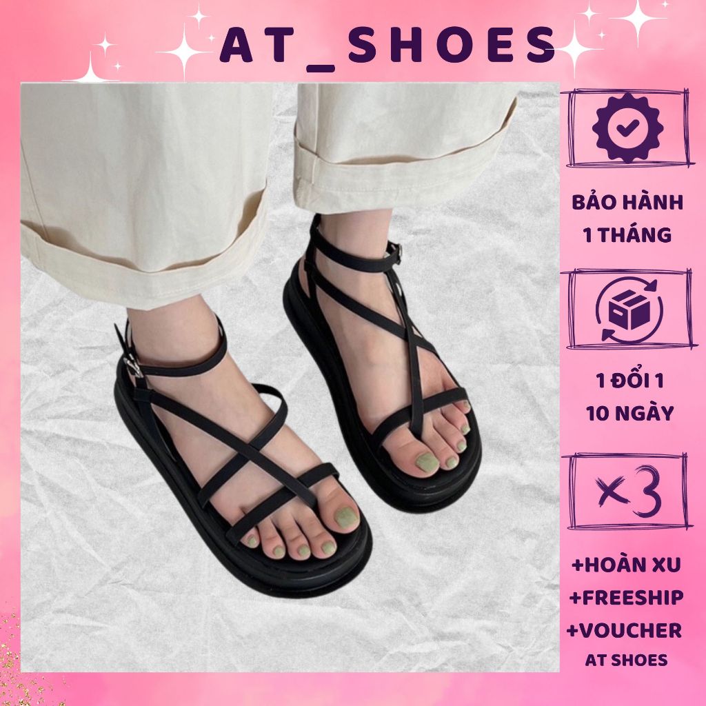 |SẴN - SHIP HOẢ TỐC| Sandal nữ đan dây chéo mẫu mới cực đẹp đế cao su dẻo chất da PU cao cấp phong cách hàn quốc - AT Sh