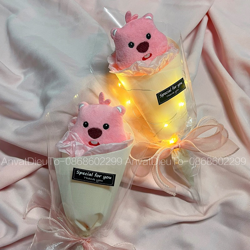 Bó hoa ốc quế Loopy Hải Ly siêu xinh-ẢNH THẬT- CAO 18-20cm