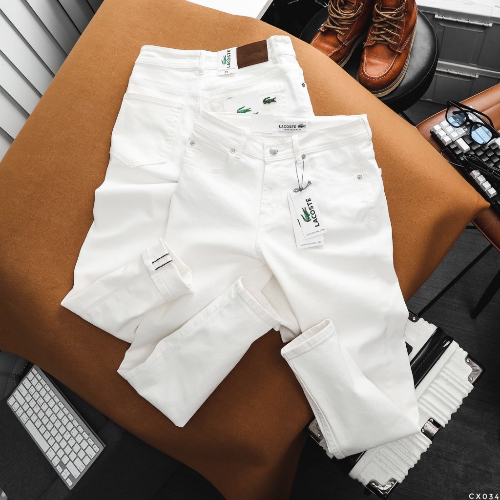 Quần Jean Dài Nam Lcst Trắng, Form Slim-fit, chất vải co giãn nhẹ, ống 15-18cm Hàng VNXK - CX034