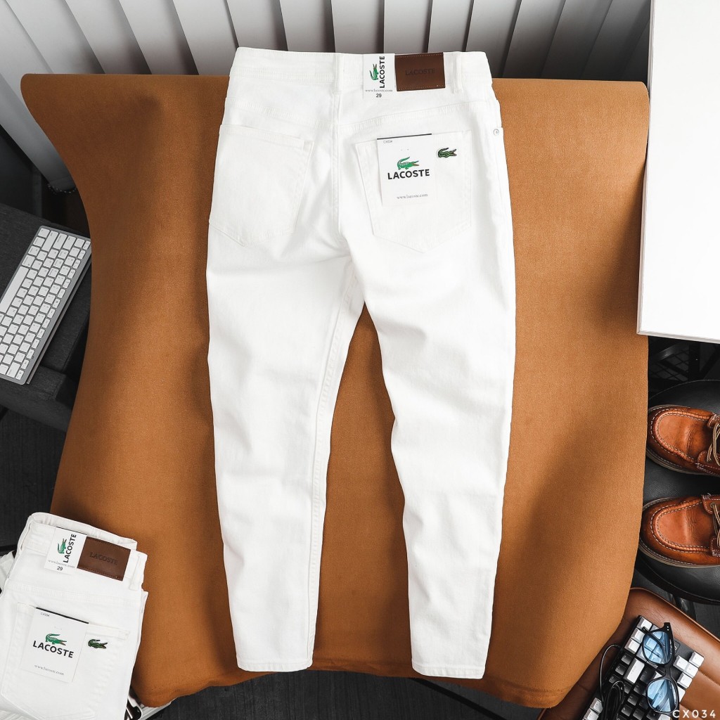 Quần Jean Dài Nam Lcst Trắng, Form Slim-fit, chất vải co giãn nhẹ, ống 15-18cm Hàng VNXK - CX034
