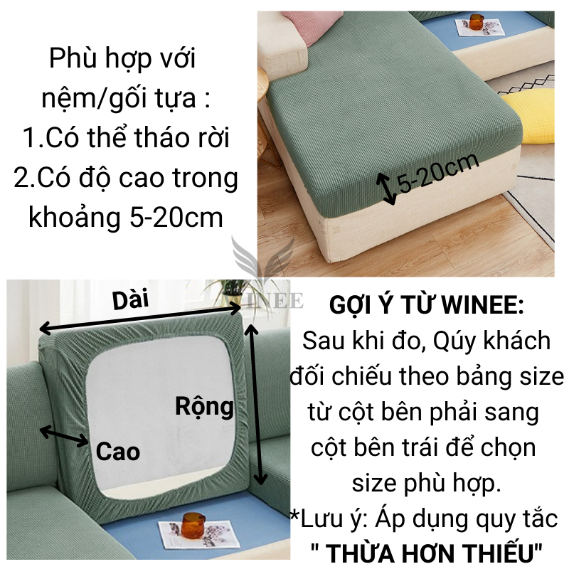 Bọc đệm sofa bọc nệm gối tựa sofa chống xô lệch vải nỉ caro dày dặn mềm mịn