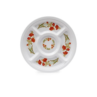 Khay tròn nhựa Melamine 5 ngăn đựng lẩu ,hải sản , topping Size 30cm