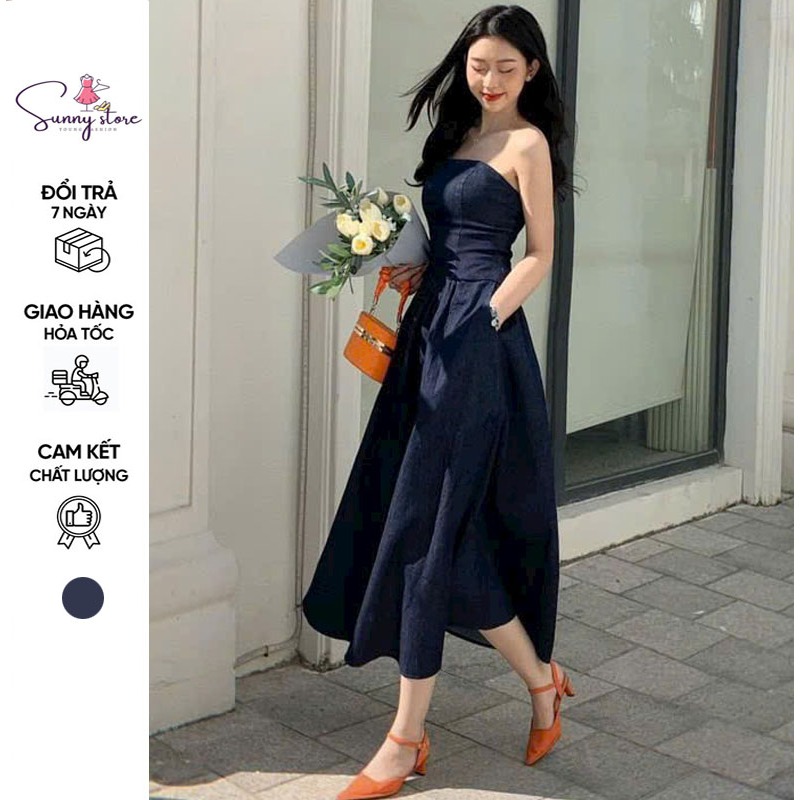 Đầm jean cúp ngực dáng dài (SN150)