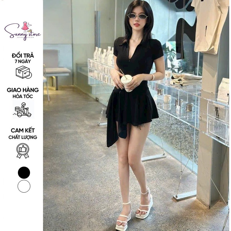 Đầm sơ mi cột eo khóa ngực (SN149)