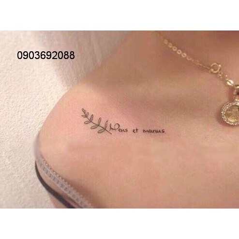 Tattoo hoa + chữ size 10.5 x 6cm nhiều mẫu, Hình Xăm Dán xương quai xanh, Sticker Tattoo Flower HCM