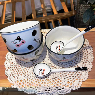 Bát cơm, chén ăn cơm, bát sứ ăn cơm hoạ tiết bò sữa dễ thương, xinh xắn.