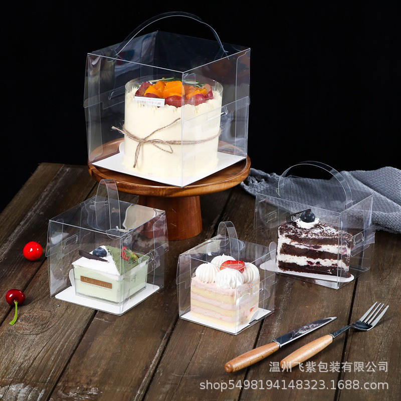 Hộp mica trong đựng bánh sinh nhật kèm đế size 15x15x13cm