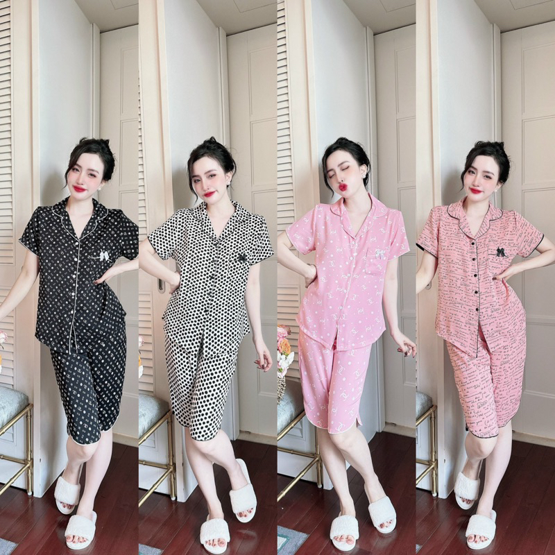 Đồ bộ lụa mango lửng không nhăn siêu mát 801