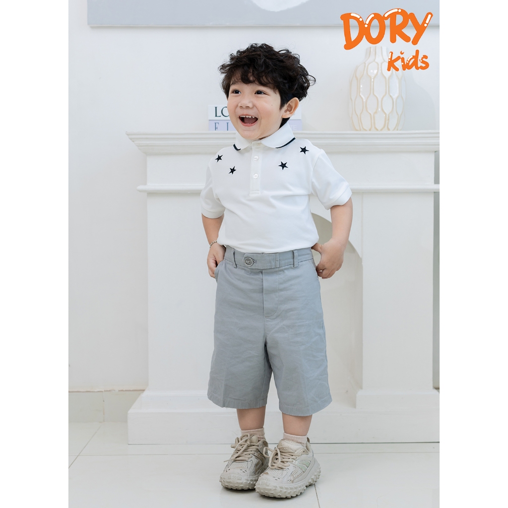 Áo polo cộc tay cho bé trai DORYKIDS hình ngôi sao chất cotton thoáng mát co giãn 4 chiều thấm hút mồ hôi phom slim fit