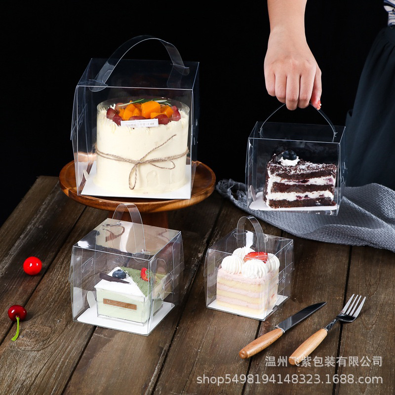 Hộp mica trong đựng bánh sinh nhật kèm đế size 15x15x13cm