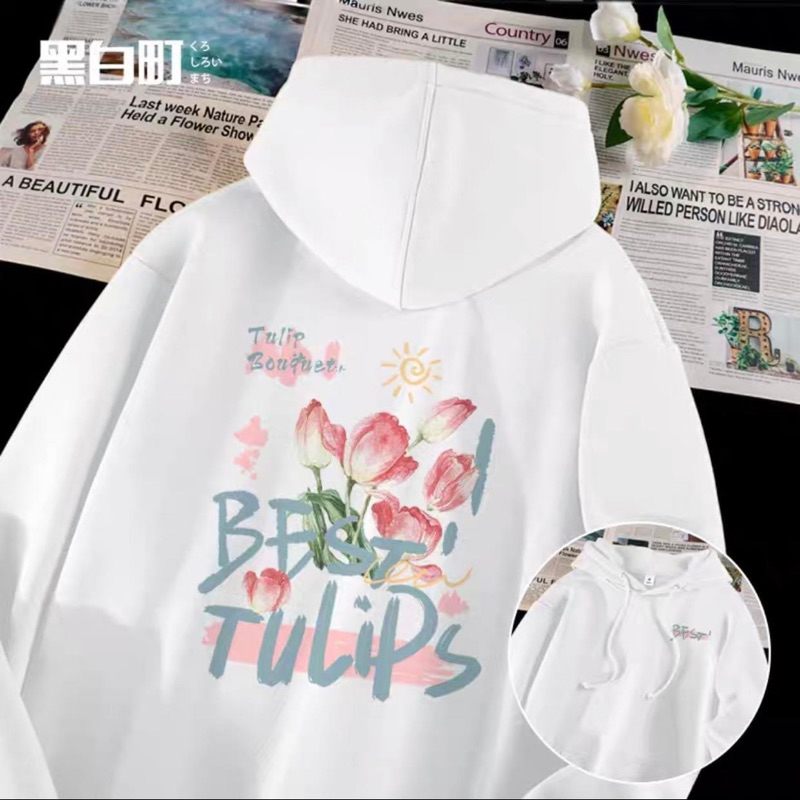 Áo hoodie nỉ bông hoa tulip best tulips in lưng hottrend 2023 2024