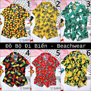 Bộ Đi Biển Mềm Mát - Trái Chuối Cam Vàng Lá Chuối Dưa Hấu Trái Thơm - Đồng Phục Nhóm Lớp Team Building Vải Mềm Mát #DB