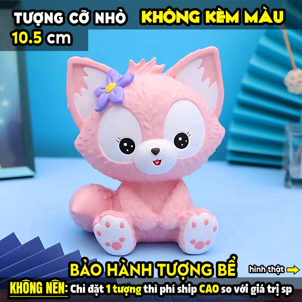 Tượng tô màu chọn mẫu, CÁO LINA NGỒI XINH, size L, tượng thạch cao (Không kèm màu), tô tượng