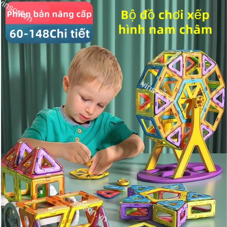 Đồ chơi xếp hình nam châm 60-168 chi tiết Đồ chơi xếp hình cho bé trò chơi trí tuệ đồ chơi lắp ráp cho bé Đồ chơi DIY