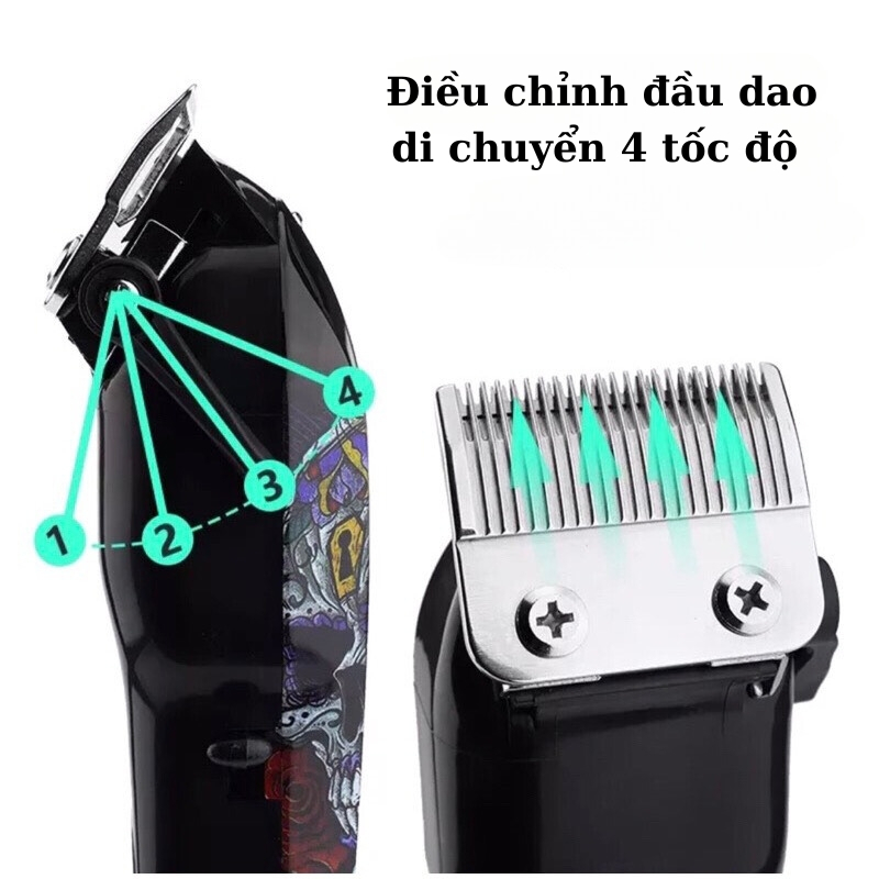 Tăng đơ cắt tóc chuyên nghiệp Kemei 735 chính hãng, tông đơ cắt tóc gia đình, máy khỏe, pin trâu, lưỡi sắc, không dây