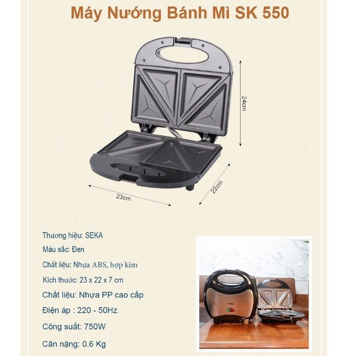 Máy nướng kẹp bánh mì VKING chín đều trong 3 phút, Máy kẹp nướng bánh sandwich chống dính tốt hàng chính hãng