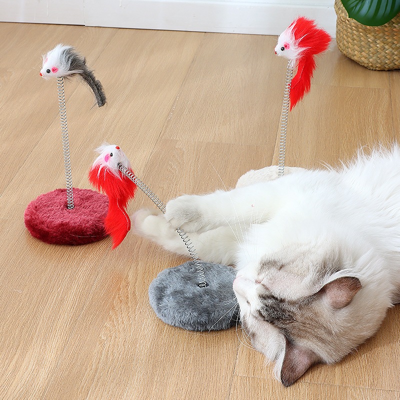 Đồ chơi lông vũ lò xo cho mèo_ Đồ chơi chuột cho mèo