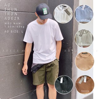 TOP 12 MÀU ÁO THUN TRƠN CHO NAM CHÍNH HÃNG AGE2X - Áo chất 83%cotton 4 chiều 225gsm dày dặn co giãn chuẩn hàng VNXK.