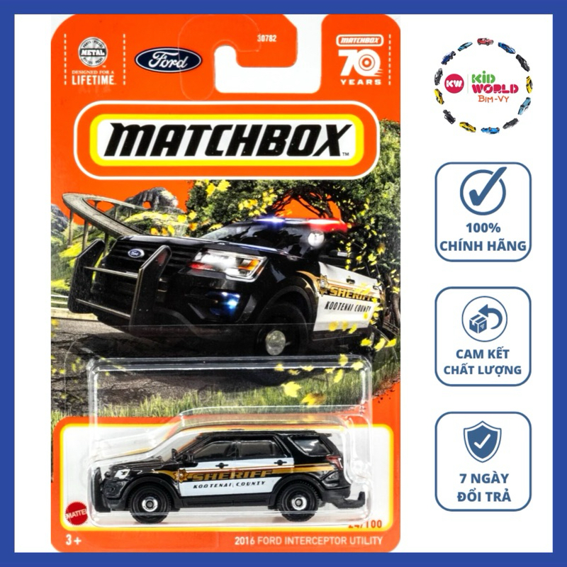 Xe mô hình Matchbox Cảnh sát Police 2016 Ford Interceptor Utility HKX01.