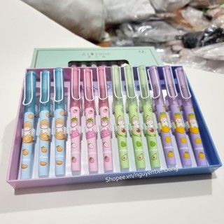   7062  Hộp 12 cây bút máy xóa được hoa quả,bút máy tẩy được cute 