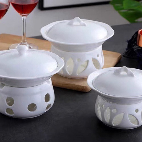 Bát Súp Mini Có Đế Hâm Nóng Đồ Ăn Tiện Lợi/Bếp Cồn Sứ Bát Tràng Mẫu Lỗ Tròn, Hình Lá, Hình Cánh Sen