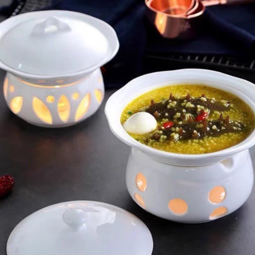 Bát Súp Mini Có Đế Hâm Nóng Đồ Ăn Tiện Lợi/Bếp Cồn Sứ Bát Tràng Mẫu Lỗ Tròn, Hình Lá, Hình Cánh Sen