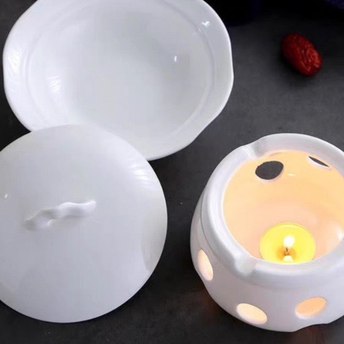 Bát Súp Mini Có Đế Hâm Nóng Đồ Ăn Tiện Lợi/Bếp Cồn Sứ Bát Tràng Mẫu Lỗ Tròn, Hình Lá, Hình Cánh Sen