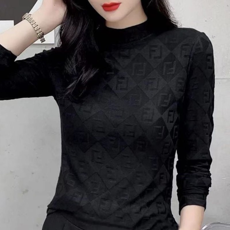 Áo giữ nhiệt nữ Vân chìm lót nỉ