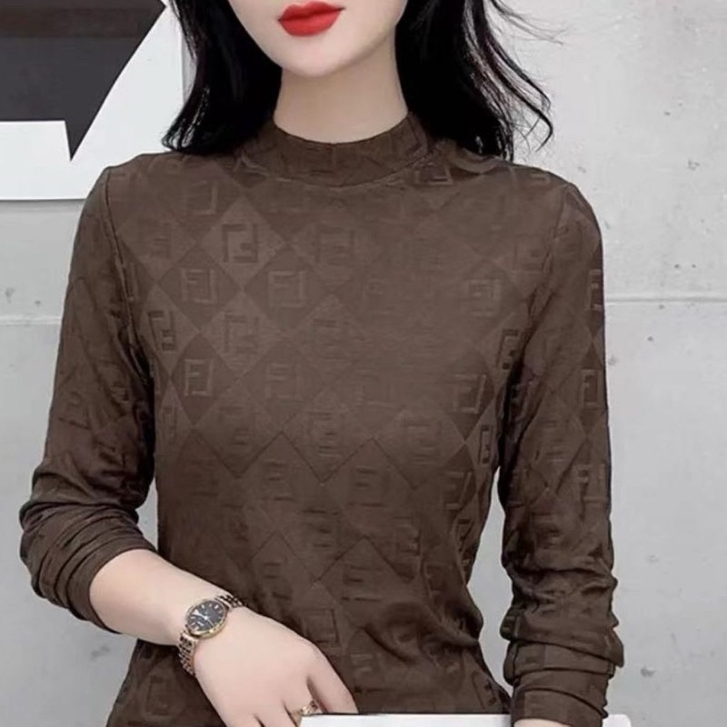 Áo giữ nhiệt nữ Vân chìm lót nỉ