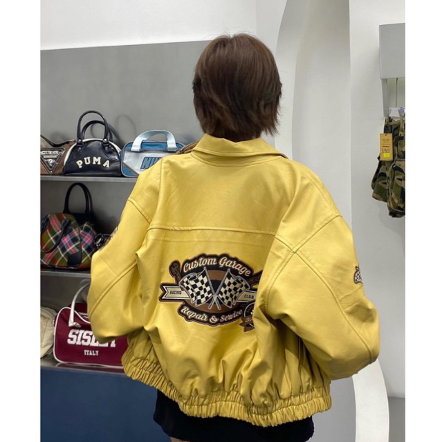 ÁO KHOÁC DA BOMBER THÊU HÌNH RETRO