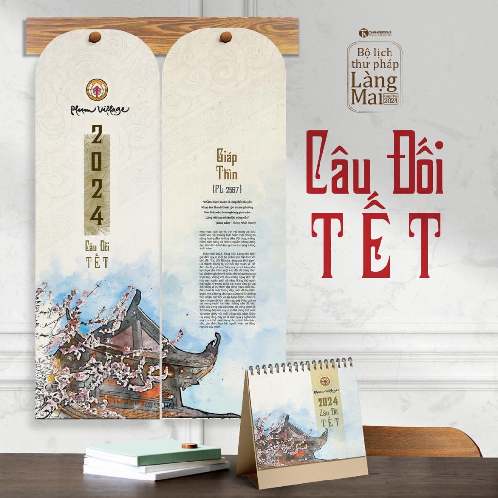 Bộ lịch Thư Pháp Làng Mai 2024 - Câu đối Tết