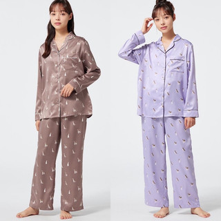 Bộ quần áo dài pyjama nữ in hình cún yêu xinh xắn  của GU - Nhật Bản