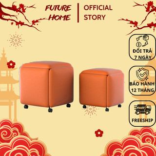 Ghế Rubik bọc da xếp gọn 5 in 1 FUTURE HOME đôn ghế thông minh có bánh xe sáng tạo đa chức năng kích thước: 35cm và 45cm