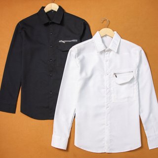 Áo sơ mi nam nữ dài tay Basic màu trắng và đen sơ mi lụa mịn mát