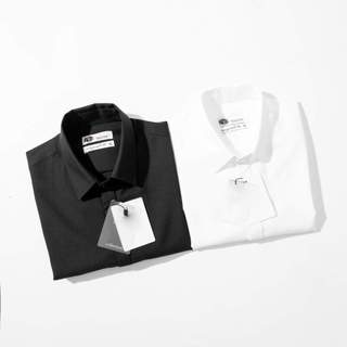 Áo sơ mi nam nữ dài tay Basic màu trắng và đen sơ mi lụa mịn mát