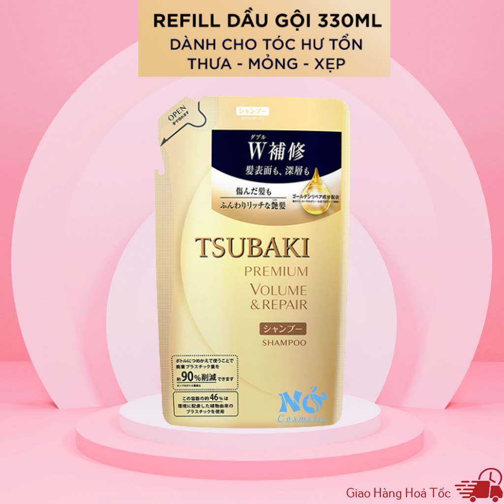 Gói Refill Dầu gội Phục hồi ngăn rụng tóc Premium Repair Tsubaki 330ml